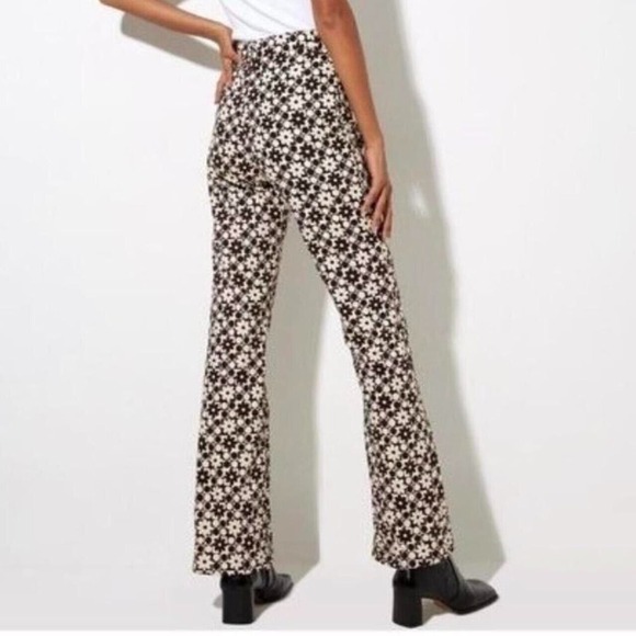 NWT MOTEL ROCKS Zoven Flare Trouser in Patchwork Daisy Brown - Picture 6 of 13